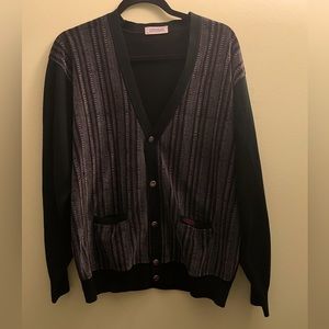 Vintage Printed Velour V-neck Cardigan Size XL